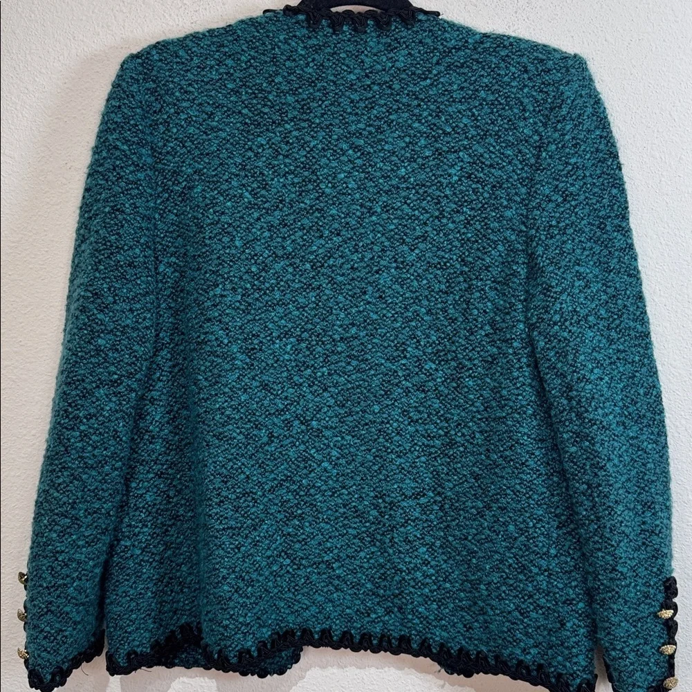 Castleberry London New York Vintage Teal and Black Tweed Jacket size 10